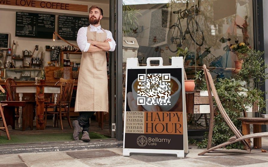 Outdoor sandwich board A-frame sign with printed inserts